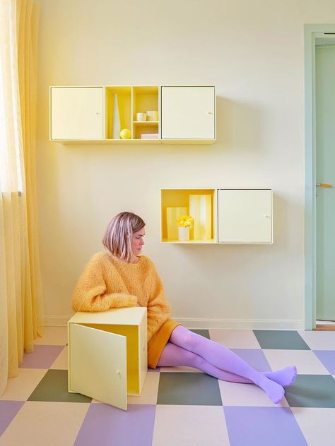 This Swedish Company Is Reinventing Everyone’s Least Favorite Flooring Home Decor Inspiration Living Room, Marmoleum Floors, Checkerboard Floor, Montana Furniture, Retro Bathrooms, Linoleum Flooring, Colour Ideas, Bathroom Trends, Living Room Wall Decor