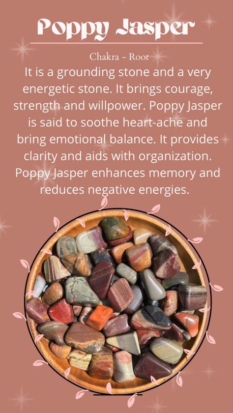 Picture Jasper Crystal Meaning, Kiwi Jasper Crystal Meaning, Witch Notes, Plants And Crystals, Jasper Meaning, Kiwi Jasper, Poppy Jasper, Crystal Healing Stones, Crystal Meanings