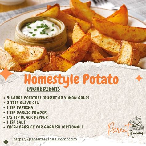 🥔 Homestyle Potato Wedges – Better than McDonald's! Crispy, flavorful, and super easy to make at home. Perfect for any meal or snack. Try this healthier twist on a fast-food favorite! 😋 #HomestyleWedges #BetterThanFastFood #PotatoLovers #CrispyPotatoes #USFood #UKCooking #AussieEats #HomemadeSnack #familymeal Potatoes Russet, Homemade Potato Wedges, Homestyle Potatoes, Crispy Potato Wedges, Potato Wedges Recipe, Wedges Recipe, Yukon Gold, Food Ingredients, Potato Wedges