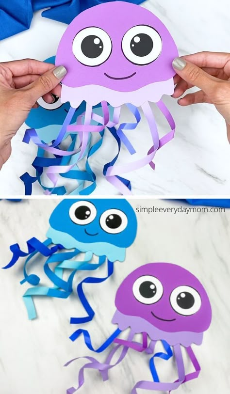 Quick And Easy Crafts For Kids, Octopus Craft, Ocean Animal Crafts, Jellyfish Craft, Fun Summer Crafts, Summer Craft, Sea Crafts, Fish Crafts, Summer Crafts For Kids