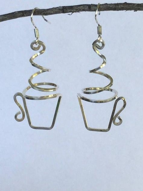 Diy Jewellery Dish, Tea Cup Earrings, George W Bush, Diy D, Diy Jewelry Inspiration, Spiral Design, Wire Wrapped Earrings, Gold Filled Earrings, Fabulous Jewelry