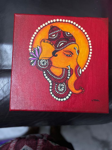 Ganpati Canvas Painting Easy, Ganpati Painting, Chaturthi Decoration, Art Pictures Ideas, Buddhism Wallpaper, Plate Painting, Art Teacher Resources, Children Painting, Ganesh Art Paintings