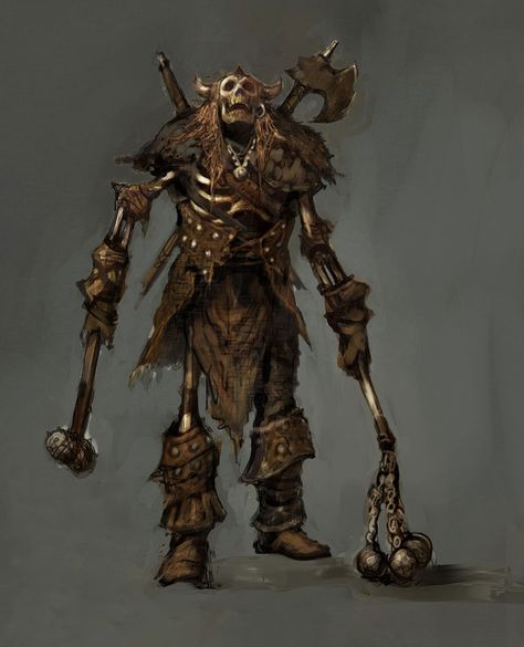 Skeletal Barbarian from Rift Undead Warrior, Rpg Monsters, Skeleton Warrior, 다크 판타지, Game Concept Art, Fantasy Monster, Fantasy Warrior, High Fantasy, Fantasy Rpg