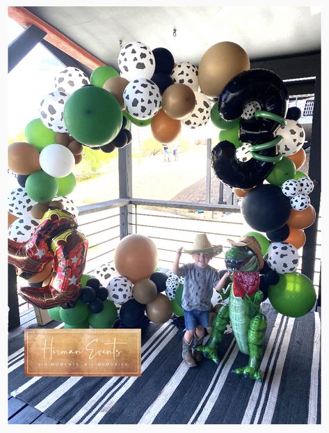 Cowboys And Dinosaurs, Dino Ranch 2nd Birthday Party, Cowboy Dinosaur Party, T Rex Ranch Birthday, Dino Ranch Birthday Party, Cowboy Dinosaur, Dino Ranch, Dinosaur Balloons, Cowboy Birthday Party