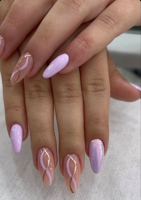 Lila Nail Art, Elegant Purple Nails, Lila Nails, Lilac Nails, Purple Acrylic Nails, Purple Nail, Work Nails, Classy Acrylic Nails, Almond Acrylic Nails