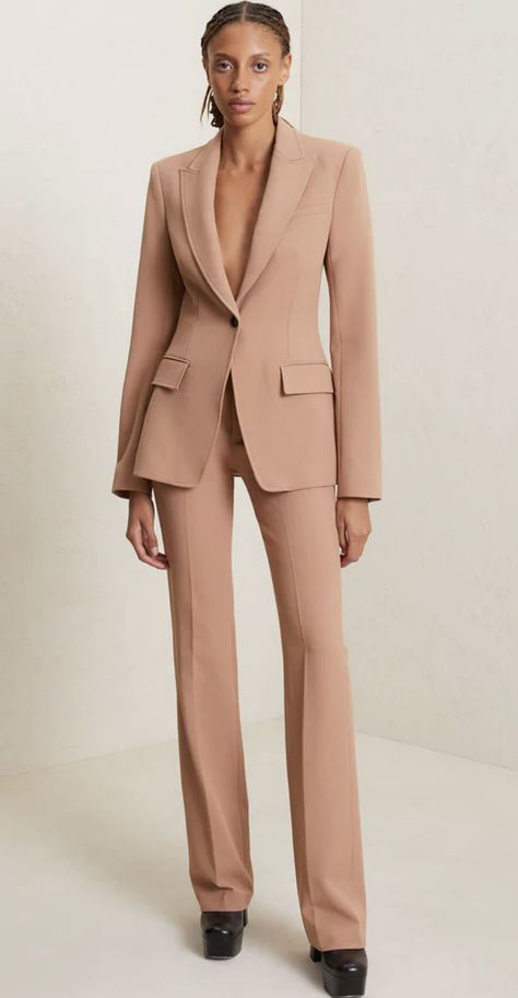 Beige Suits Women, Lady Suits, Woman In Suit, Ladies Suit, Beige Suits, Two Ladies, Womens Suits Business, Fashion Tops Blouse, Women Business