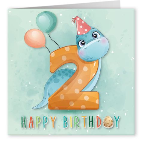 Dinosaur 2nd Birthday, 2nd Birthday Card, Second Birthday Shirt, 2nd Birthday Outfit, Old Birthday Cards, 2nd Birthday Boys, Cute Happy Birthday, Birthday Cards For Boys, Bday Cards