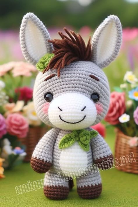 Amigurumi Easy Donkey Rattle Free Pattern-1 Amigurumi Easy, Crochet Toys Free, Easy Crochet Animals, Crochet Disney, Crochet Panda, Knitting Patterns Toys, Crochet Animals Free Patterns, Crochet Unicorn, Crochet Elephant