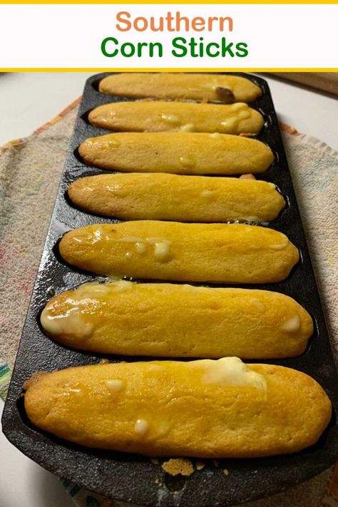 Southern Corn Sticks Corn Sticks Recipe, Cornbread Sticks, Dairy Free Potato Salad, Corn Dog Batter, Corn Sticks, Southern Corn, Old Fashioned Cornbread, Cornbread With Corn, How To Make Cornbread