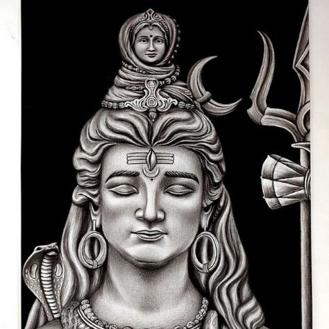 Lord Shiva Charcoal Sketch, Shiva Realistic Drawing, Shiv Ji Charcoal Sketch, God Shiva Sketch, Shankar Bhagwan Drawing, Shiv Drawings Sketches, Sivan Drawings, Mahadev Sketch Pencil, Sketch Of Mahadev