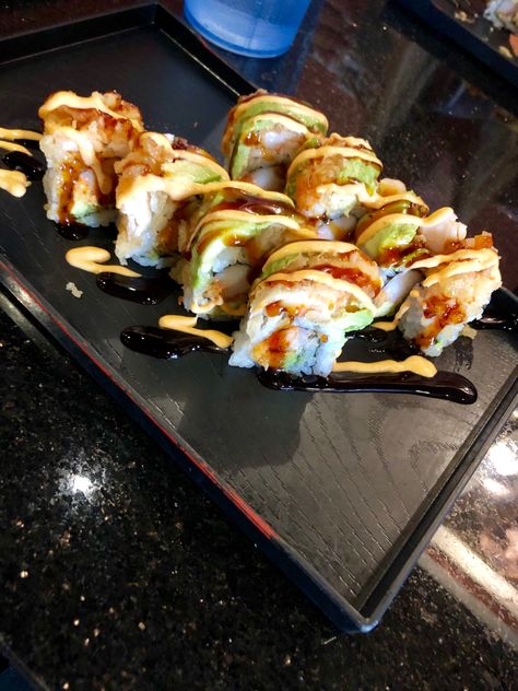 Sushi With Spicy Mayo, Tempura Avocado, Shrimp Tempura Sushi, Eel Sauce, Crab Avocado, Tempura Sushi, Shrimp Tempura, Spicy Mayo, Sushi Roll