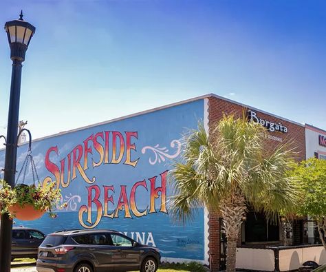 Best Restaurants in Surfside Beach | Visit Myrtle Beach Surfside Beach Sc, Myrtle Beach Restaurants, Bacon Waffles, Beach Mural, Banana French Toast, Hidden In Plain Sight, Surfside Beach, Breakfast Restaurants, Homemade Pastries