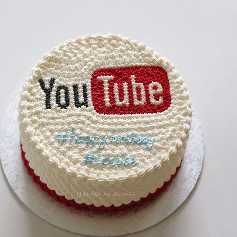 Youtube Theme Cake Design, Youtube Cake Theme, Youtube Birthday Cake, Birthday Cake Minecraft, Youtube Cake, Cookie Decorating Videos, Tube Cake, Cake Minecraft, Premium Cake