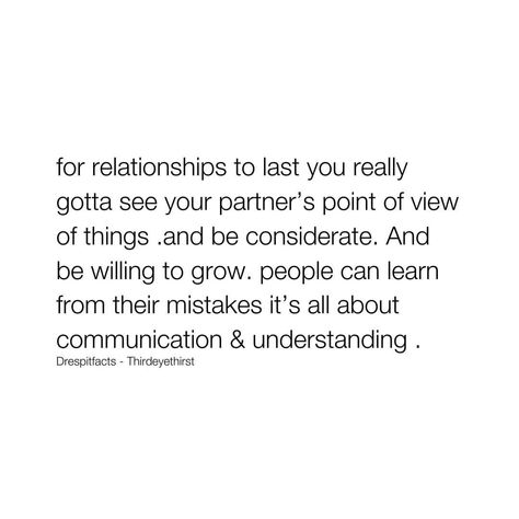 Long-lasting relationships require understanding your partner's perspective, being considerate, and embracing growth. Mistakes happen;… | Instagram Being Considerate Quotes Relationships, Understanding Your Partner, Understanding Partner Quotes, Understanding Quotes Relationships, Consideration Quotes, Qualities In A Partner, Being Considerate, Type Quotes, Partner Quotes