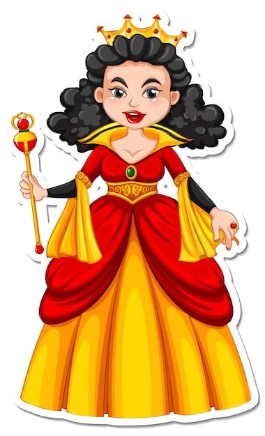 Beautiful queen cartoon character sticke... | Free Vector #Freepik #freevector #princess-cartoon #cartoon-svg #princess-dress #princess Queen Cartoon, Larva Cartoon, Queen Clipart, Queen Drawing, Dress Vector, Puppet Crafts, Queen Pictures, Queen Art, Cartoon Background