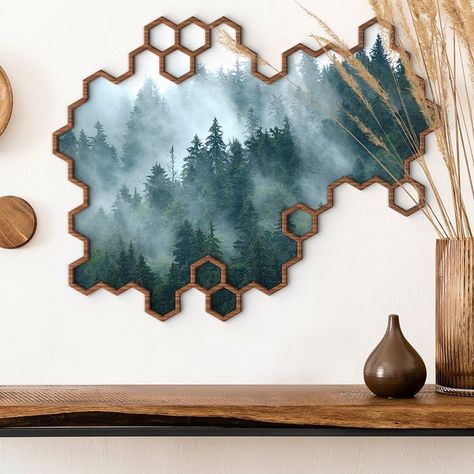 Etsy Wood Woodworking, Wood Decoration Wall, Black Art Home Decor, Creative Wall Covering Ideas, Handmade Wood Crafts Ideas, Wooden Painting Ideas Wall Art, Livingroom Color Ideas, Unique Room Decor Ideas, Greenery Wall Bedroom