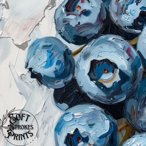 Blueberries Art, Small Art Ideas, Blueberry Painting, Blueberry Illustration, Paint Fruit, Animation Art Illustration, Dead Nature, Fruit Artwork, Painting Food