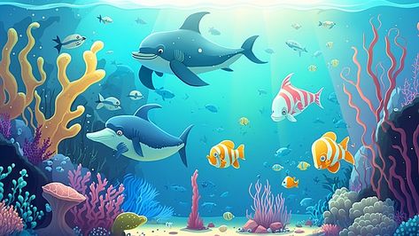 seabed,cartoon,biological,benthos,ocean,cute,warm color,color,underwater world,marine life,the sea,animal,blue,whale,shell,undersea animals,aquatic plants,coral,dolphin,dream,fantasy underwater world cartoon,fantasy illustration,dolphin bay,cartoon octopus,octopus Sea Animal Background, Underwater World Illustration, Undersea Animals, Aquatic Illustration, Fantasy Underwater, World Cartoon, Cartoon Octopus, Underwater Cartoon, Underwater Background