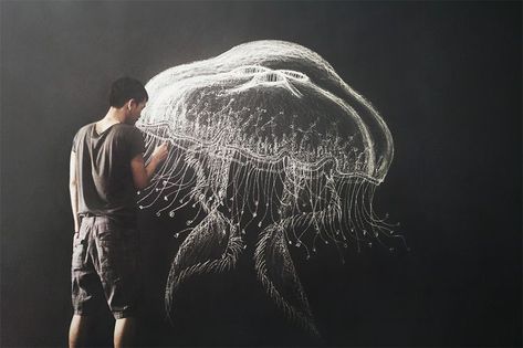 e51a6435e73b8683dde827a074d76a2d Jellyfish Photography, Watercolor Jellyfish, Jellyfish Painting, Jellyfish Drawing, Jellyfish Art, Chalk Drawings, Tableau Art, Chalkboard Art, Chalk Art