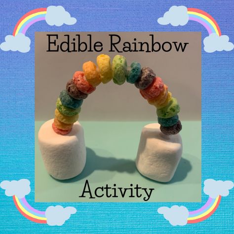 Edible Cereal Rainbow Activity -Imaginations Running Wild- Marshmallow Games, Marshmallow Clouds, Rainbow Activity, Ark Craft, Marshmallow Cereal, Rainbow Snacks, Primary Activity, Shamrock Craft, Rainbow Activities