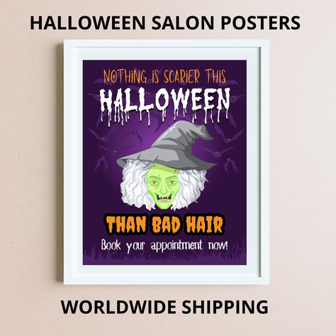 Salon Art, Halloween Poster, Dental Office, Hair Studio, Window Art, Salon Decor, Bad Hair, Poster Size, Funny Signs