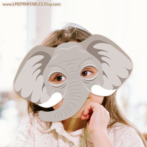 Elephant Mask Printable Halloween Costume for Kids Adult Gray - Etsy Halloween Birthday Decorations, Elephant Mask, Printable Animal Masks, Halloween Costume For Kids, Photo Booth Props Birthday, Printable Mask, Mask Printable, Coloring Mask, Elephant Printable