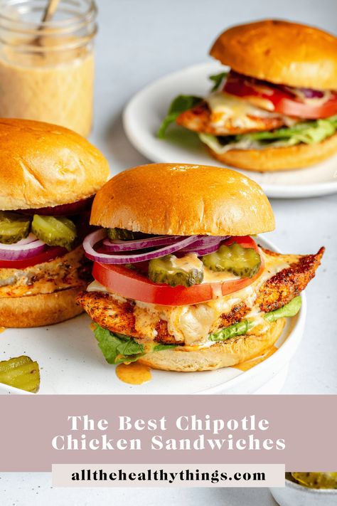 Chipotle Chicken Sandwich, Chipotle Sandwich, Chicken Breast Sandwich Recipes, Pepper Tacos, Grilled Chicken Sandwich Recipes, Chicken Breast Sandwich, Spicy Grilled Chicken, Cleaner Eating, Chicken Sandwich Recipes