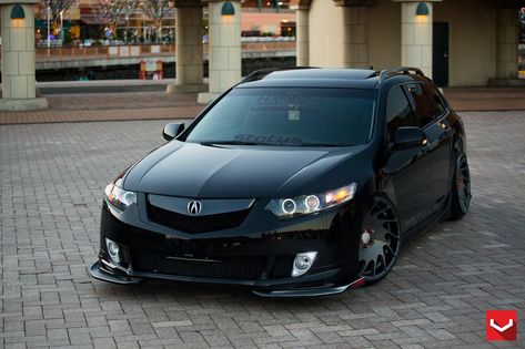 Slammed Glossy Black Acura TSX Black Acura, Tsx Wagon, Honda Accord Wagon, Dream Cars Bmw, Acura Cars, Wagon Cars, Sports Wagon, Car Goals, Acura Tsx