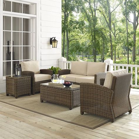 Wicker Sofa Outdoor, Wicker Loveseat, Outdoor Conversation Sets, Patio Sofa Set, Backyard Furniture, Glass Side Tables, Wicker Sofa, Patio Sofa, Outdoor Wicker