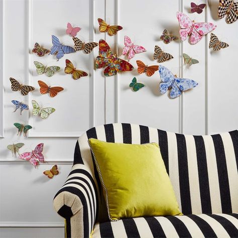 MacKenzie-Childs | Wayfair Butterfly Nursery Art, Butterfly On Wall Decor, Butterflies On Wall, Butterfly Art Wall, Floral Transfers, Cute House Ideas, Butterfly Home Decor, Two Butterflies, Mackenzie Childs Inspired