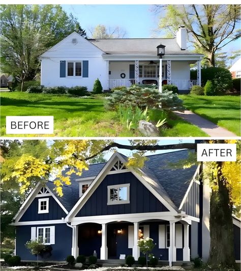 Brick House Exterior Makeover, Ranch House Remodel, Ranch House Exterior, House Makeovers, Exterior House Remodel, House Redesign, Home Exterior Makeover, Cottage Exterior, Exterior Renovation