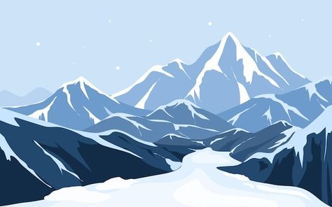 Snow Illustration, Mountain Snow, Best Nature Images, Mountain Images, Mountain Background, Snow Falling, Mountain Drawing, Mountain Illustration, Winter Illustration