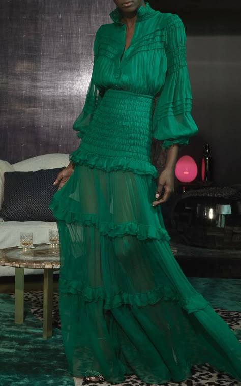 Pretty Frocks, Elegant Long Dress, Elegant Maxi Dress, Lantern Sleeve Dress, Elegant Dresses Long, Light Teal, Chiffon Maxi Dress, Tiered Maxi Dress, Mode Inspo