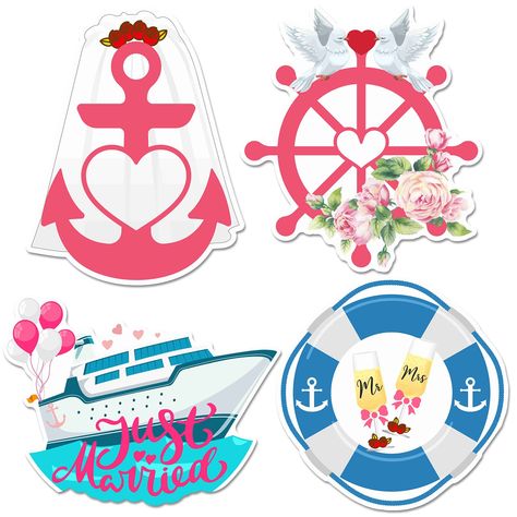 PRICES MAY VARY. Interesting Wedding Themed Decor: the package includes 4 pieces of magnets for cruise ship door in this package, which combine wedding and cruise elements, this quantity and different styles can meet your wedding and daily needs Delicate and Romantic: these cruise ship door magnets are designed with romantic and exquisite patterns, like anchors, hearts, veil, life rings, wine glasses, rudders, birds, flowers, cruise ships and printed with the [just married] words, full of a warm Cruise Door Decorations, Cruise Magnets, Oil Based Markers, Cabin Door, Wedding Cruise, Honeymoon Cruise, Cruise Door, Cabin Doors, Fridge Stickers