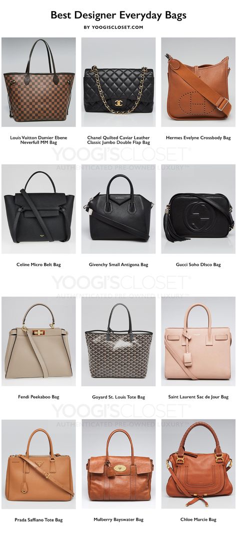 Best Everyday Designer Bags To Invest In Right Now - Yoogi's Closet Blog Designer Bags And Purses, Medium Designer Handbags, Best First Designer Bag, Elegant Designer Bags, Iconic Luxury Handbags, Branded Bags For Women, Designer Mom Bags, Every Day Designer Bags, Capsule Handbag Collection