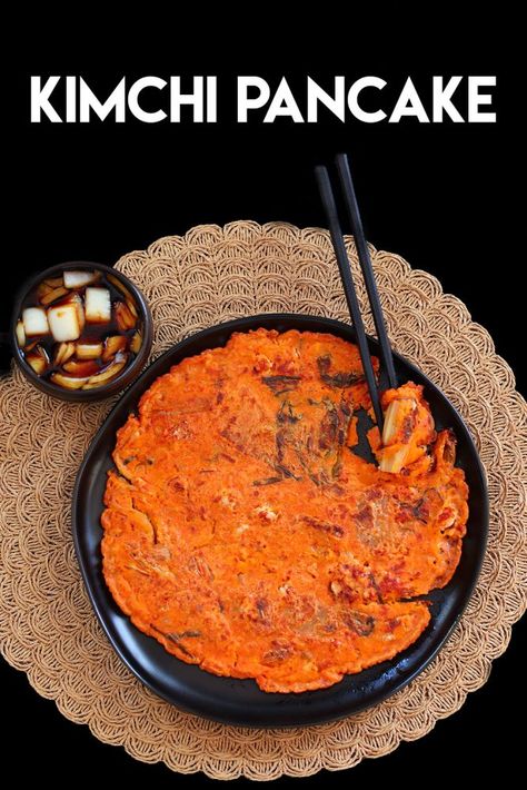 Kimchi Pancake Recipe and Video Easy Korean Pancake Recipe, Pancake Recipe Video, Kimchi Jeon, Korean Sides, Kimchi Pancake Recipe, Korean Pancake Recipe, Spicy Miso Ramen Recipe, Doenjang Recipe, Chow Fun Recipe