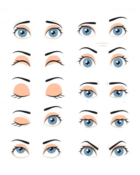 Collection of female eyes with different... | Premium Vector #Freepik #vector #people #character #cartoon #beauty Human Sketches, Free Cartoon Characters, People Character, Disney Eyes, Doll Face Paint, Eye Expressions, Eye Illustration, Vector People, Cartoon Eyes