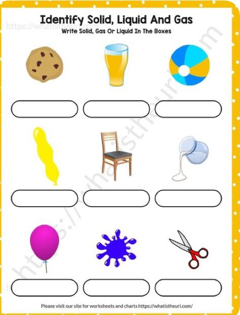 Solid Liquid Gas Activities, Free Science Printables, Solids Liquids And Gases, Grade 2 Science, Abacus Math, Nursery Worksheets, Math Pictures, Science Classroom Decorations, Physics Classroom