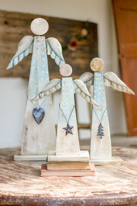 Board: Angels | Angelology #angels #guaridanangels #angelsamongus #angelsguidance #angelsuniverse Wood Angels, Wooden Angels, Holiday Angel, Wood Angel, Wooden Angel, Rustic Holiday Decor, White Deer, Angel Crafts, Christmas Wood Crafts