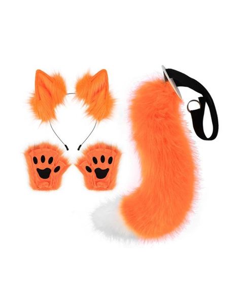 Adult Handmade Plush Animal Fox Ears and Tail Suit Halloween Costume Accessories-Skycostume Pair Costumes, Fox Ears And Tail, Claw Gloves, Paw Gloves, Halloween Costume Suit, Fox Costume, Halloween Party Dress, Ears And Tail, Fox Tail