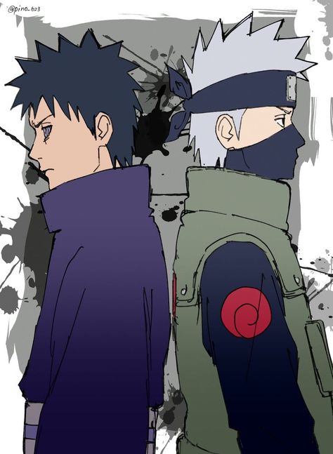 Obito And Kakashi, Obito Kakashi, Kakashi Obito, Bleach Drawing, Kakashi And Obito, Tobi Obito, Naruto Fan Art, Kakashi Hatake, Album Cover Art