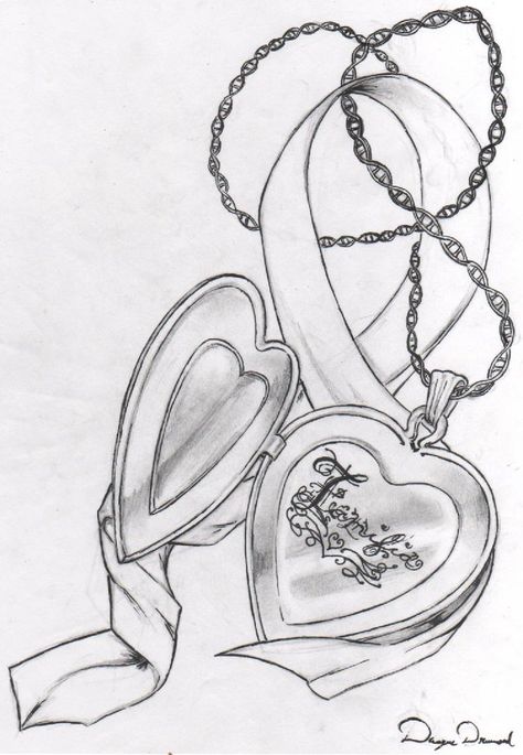 Zaidy's Tattoo by DaBlackSpirit Locket Necklace Tattoo, Heart Locket Drawing, Layla Tattoo, Locket Drawing, Heart Locket Tattoo, Angel Baby Art, Open Locket, Locket Tattoos, Poem Book