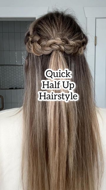 Lainey Ostrom on Instagram: "Quick half up hairstyle! Yay or nay? - #braidedhairstyles #braidedhair #halfuphairstyle #halfupdo #easybraid #fallhairtrends #trendyhairstyles" Half Up And Half Down Braids, Half Up Half Down Braided Hair, Half Up Half Down Hairstyles Straight, Simple Open Hair Hairstyles, Quick Half Up Hairstyles, Up Down Hairstyles, Half Up Braided Hairstyles, Easy Half Up Hairstyles, Easy Half Up Half Down Hairstyles