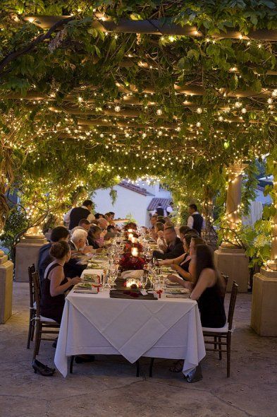 Outdoor Dinner, Tree Canopy, Pergola With Roof, Style Magazine, Twinkle Lights, Outdoor Entertaining, Arbor, Future Wedding, Garden Party