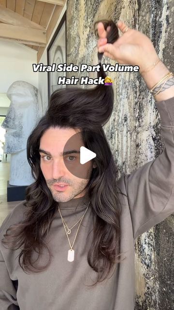 Matt Newman on Instagram: "been seeing this viral #sidepart volume hair hack all over #instahair and i HAD to try it! #hairstyleideas #bighair #hairgoals 💁‍♀️ do you wear a side part or a middle part?!" Volume Middle Part Hair, Side Volume Hair, Volume Side Part How To, Off Center Middle Part Hair, Middle Or Side Part Hair, Voluminous Side Part, Side Part Hairstyles Tutorials, How To Do Side Part, How To Side Part Your Hair