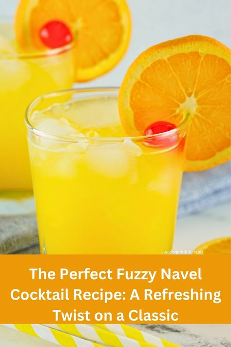 This recipe for the perfect fuzzy navel cocktail is a classic must at some try. A peachy, citrus blend, that goes down smooth & easy. Want it stronger? Add a shot of vodka to make it a hairy navel. #cocktail #fuzzynavel #tropical #Caribbeandrink Fuzzy Navel Drink Recipes, Fuzzy Navel Drink, Shot Of Vodka, Caribbean Drinks, Adult Beverages Recipes, Cocktail Tools, Fuzzy Navel, Cheesy Dip, Cocktail Drinks Alcoholic