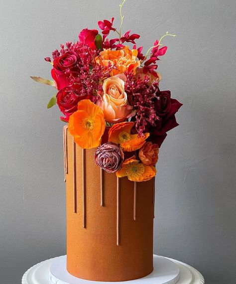 White Cake Orange Flowers, September Birthday Cakes For Women, Tall Cake With Flowers, Tall Birthday Cakes For Women, 37 Birthday Cake For Women, Orange Birthday Cake For Women, Amazing Birthday Cakes For Women, Fall Birthday Cake For Women, Tall Cake Ideas