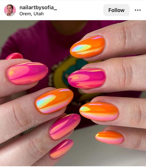 Vacation Nails Bright, Palm Springs Nails, Trendy Vacation Nails, Groovy Nails, Tropical Vacation Nails, Nails Bright, Nail Idea, Almond Nail, Cute Gel Nails