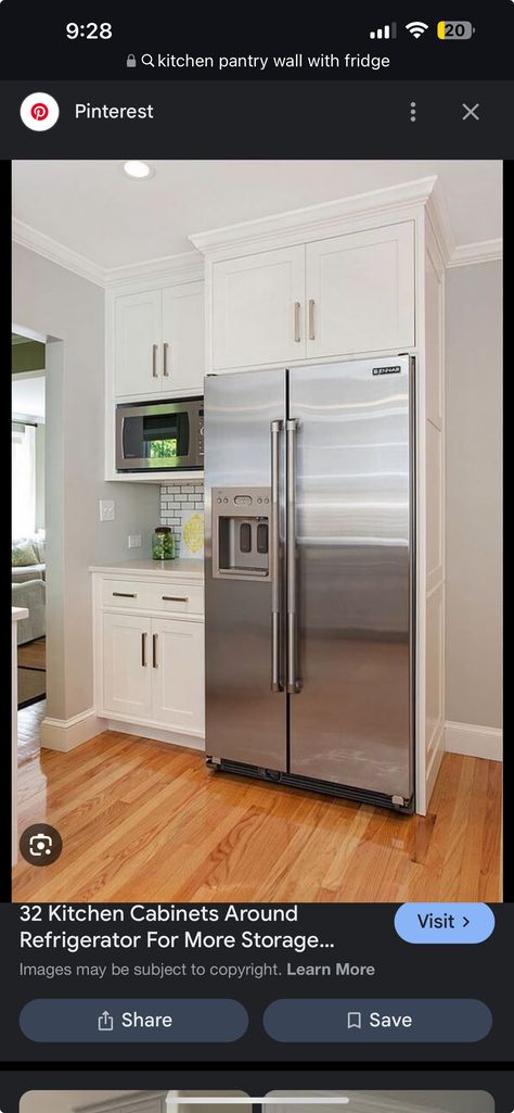 Cabinets Over Refrigerator, Fridge Next To Sink, Extend Kitchen Cabinets, Extend Kitchen, Room Redo, House Kitchen, Kitchen Dining Room, Guest House, Refrigerator