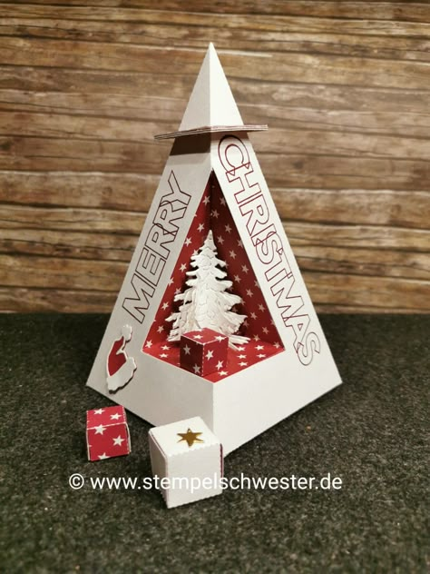 Diy Christmas Gifts For Kids, Pyramid Box, Xmas Table Decorations, Christmas Treats Boxes, Candy Flowers, Creative Box, Stampin Up Christmas, Craft Box, Christmas Box